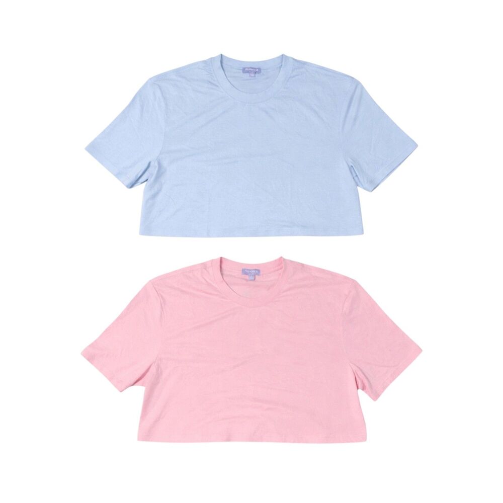 Bundle: M NWOT Florence by Mills Garden Party Cropped Boxy Tee Blue Mauve